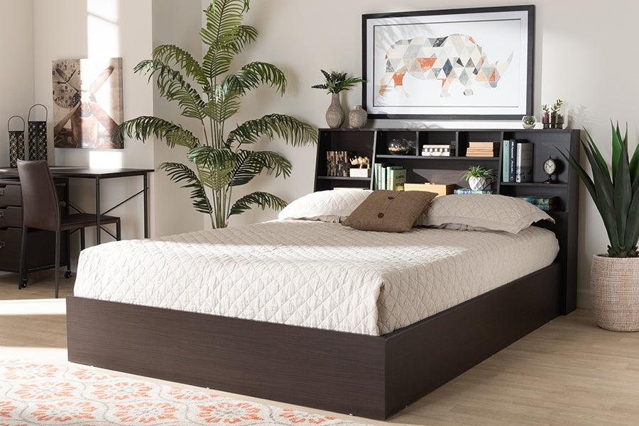 Wholesale Interiors Beds - Geoffrey Queen Storage Bed Dark brown