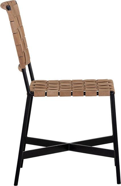 SUNPAN Dining Chairs - Omari Dining Chair - Black - Light Tan Leather (Set of 2)