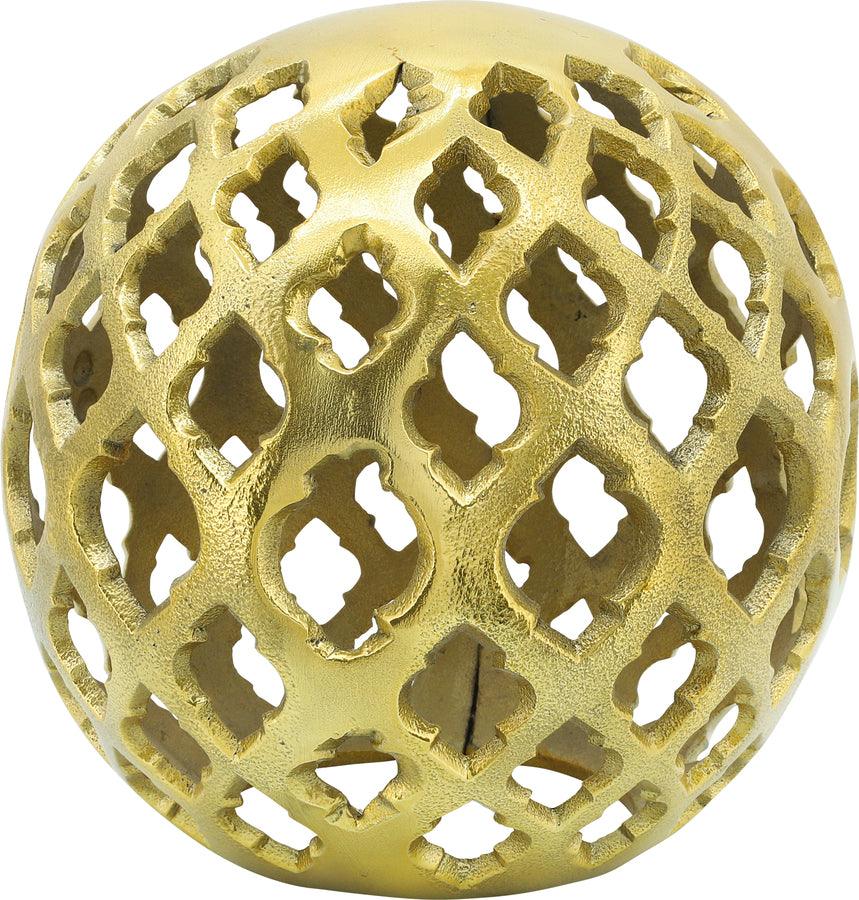 Sagebrook Home Decorative Objects - Metal, 8" Cut-Out Orb, Gold