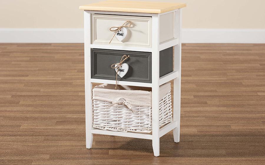 Wholesale Interiors Bedroom Organization - Diella Modern and Contemporary Multi-Colored Wood 2-Drawer Storage Unit with Basket