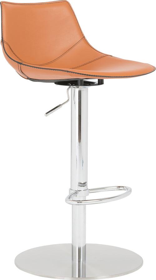 Euro Style Barstools - Rudy Adjustable Swivel Bar/Counter Stool in Cognac with Brushed Stainless Steel Base