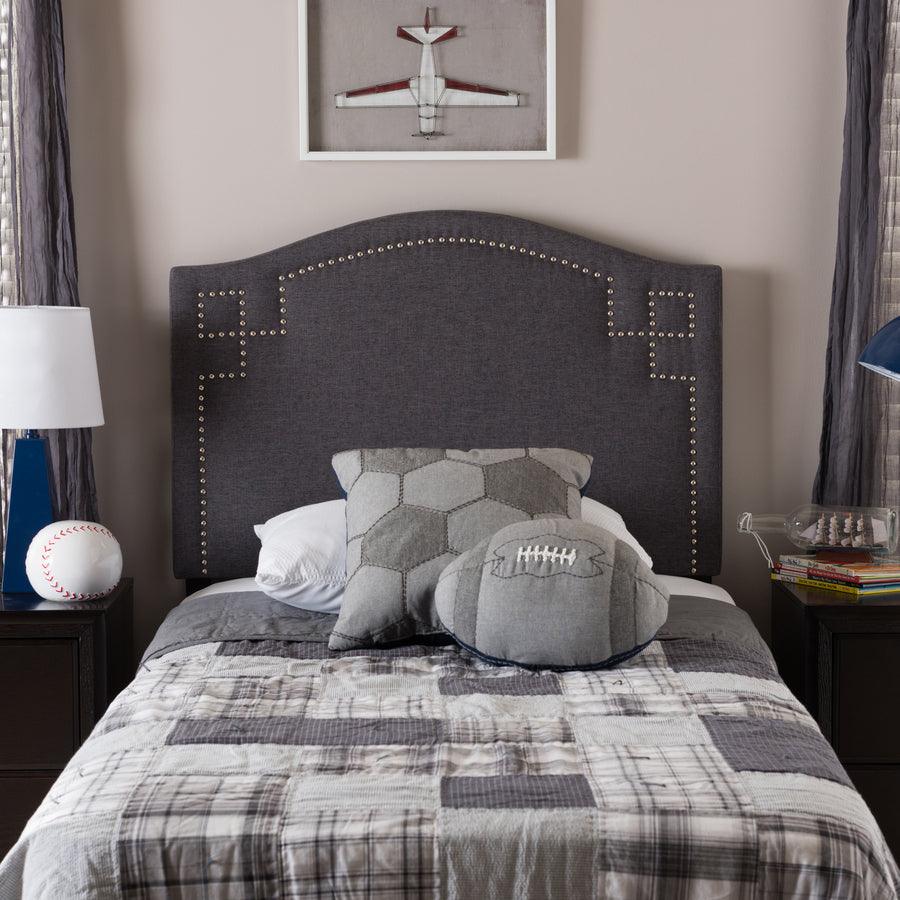 Wholesale Interiors Headboards - Aubrey Modern and Contemporary Dark Grey Fabric Upholstered Twin Size Headboard
