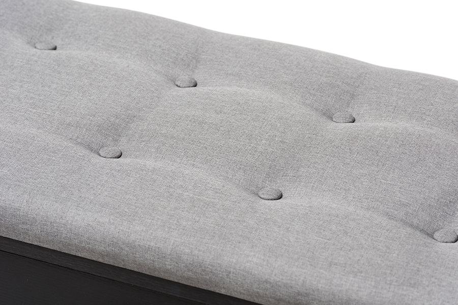 Wholesale Interiors Shoe Storage - Contemporary Espresso Finished Grey Fabric Upholstered Cushioned Entryway Bench
