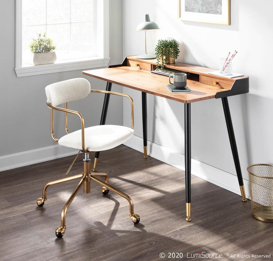 Lumisource Task Chairs - Demi Contemporary Office Chair in Gold Metal & Cream Velvet