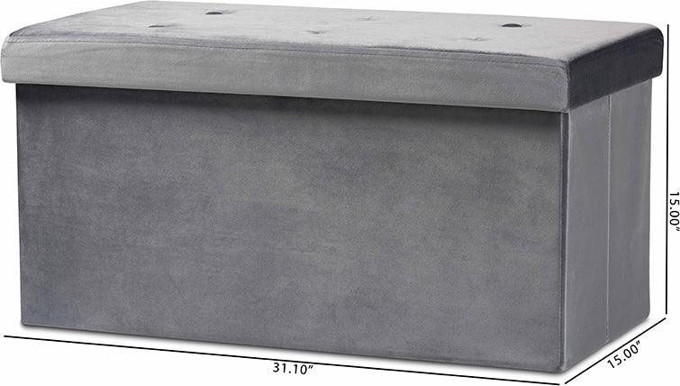 Wholesale Interiors Ottomans & Stools - Castel Modern and Contemporary Charcoal Velvet Wood Storage Ottoman