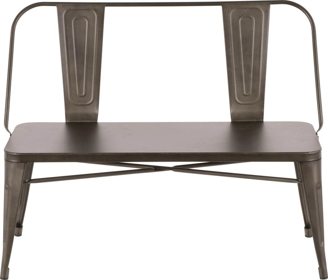 Lumisource Benches - Oregon Industrial Metal Dining/Entryway Bench with Antique Finish