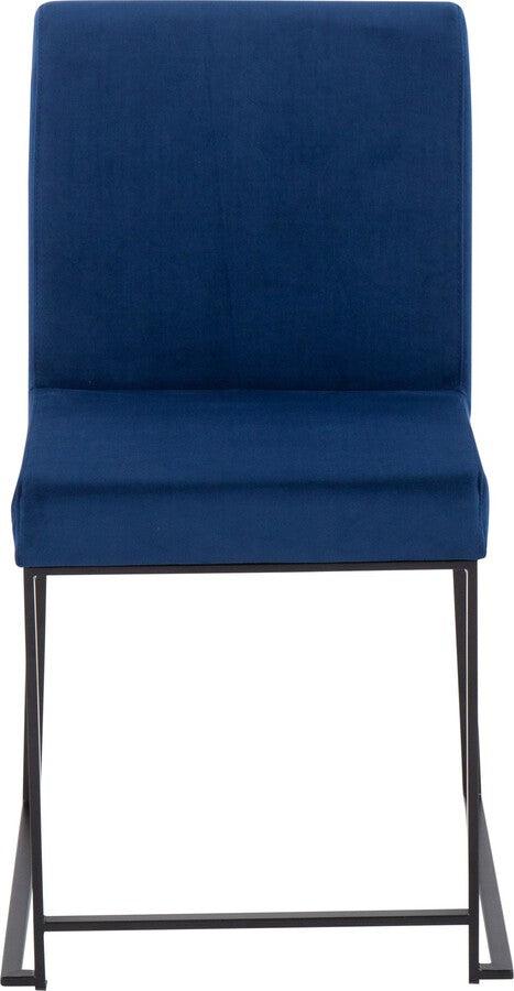 Lumisource Dining Chairs - High Back Fuji Contemporary Dining Chair In Black Steel & Blue Velvet (Set of 2)