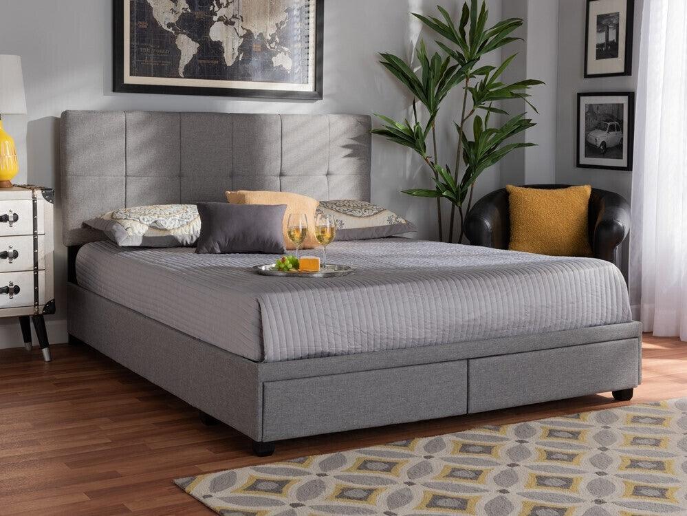 Wholesale Interiors Beds - Netti Upholstered Queen Bed Light Gray