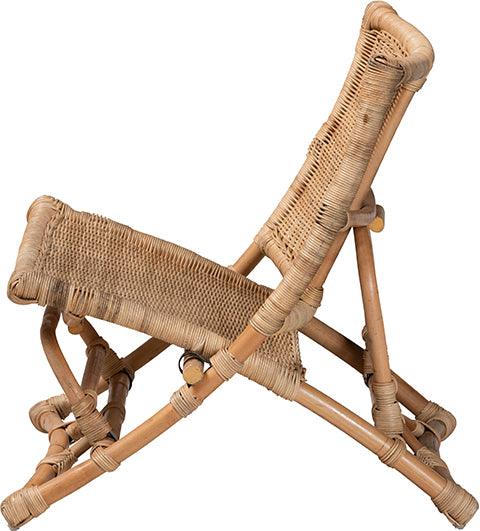 Wholesale Interiors Accent Chairs - Herrara Modern Bohemian Natural Brown Antique Rattan Foldable Lounge Chair