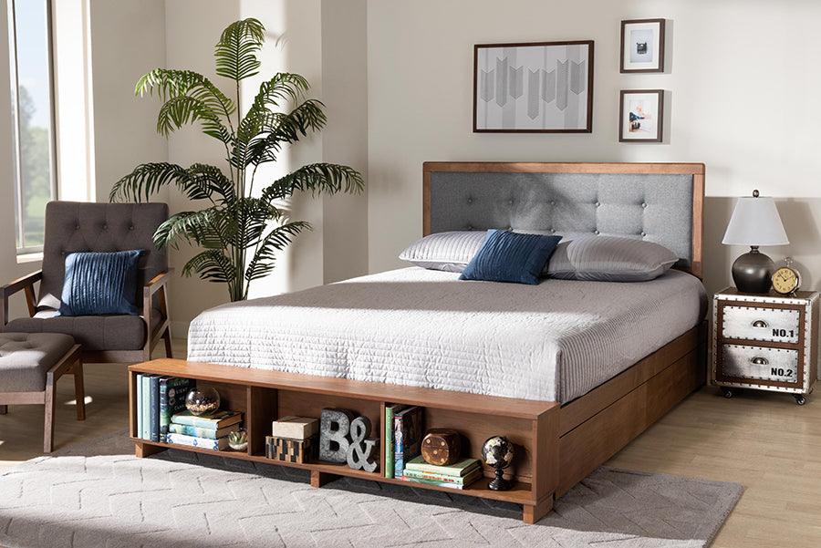 Wholesale Interiors Beds - Cosma Queen Storage Bed Dark Gray & Ash Walnut