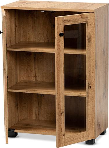 Wholesale Interiors Buffets & Cabinets - Mason Oak Brown Finished Wood 2-Door Storage Cabinet with Glass Doors