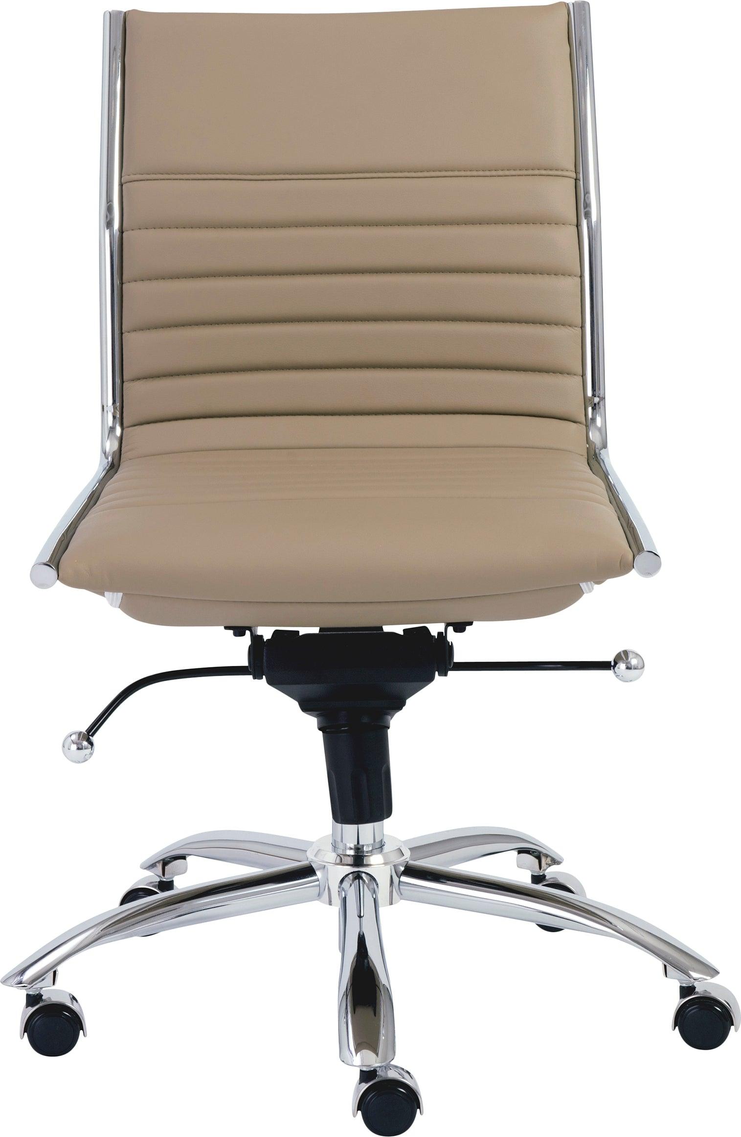 Euro Style Task Chairs - Dirk Low Back Office Chair w/o Armrests Taupe