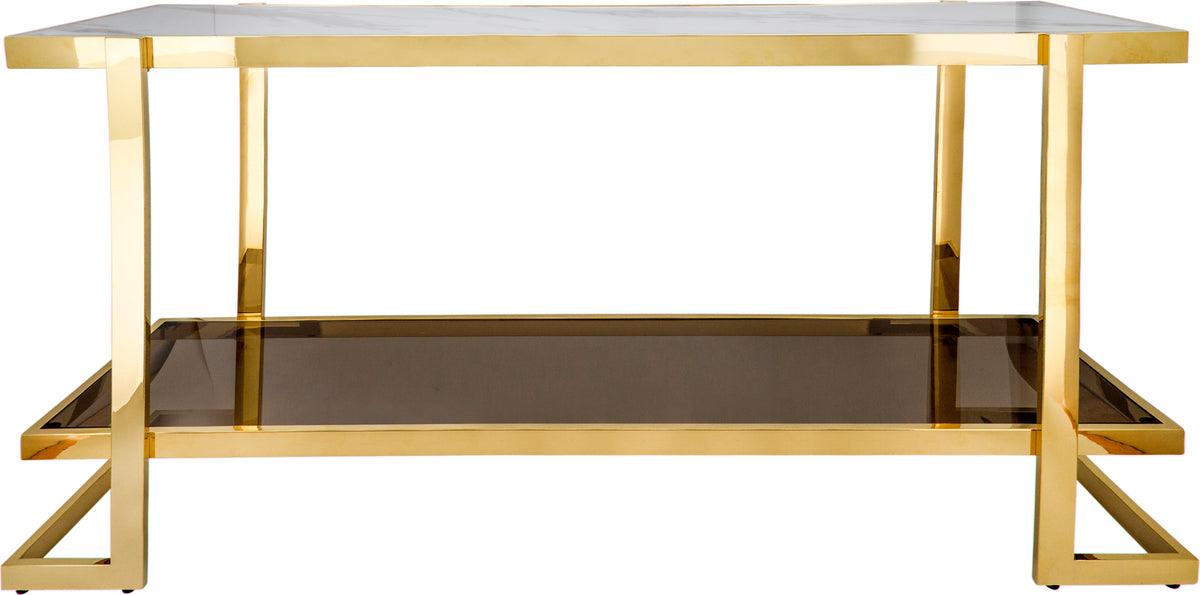 Sagebrook Home Consoles - Metal Marble Glass Console Table, Gold White Kd