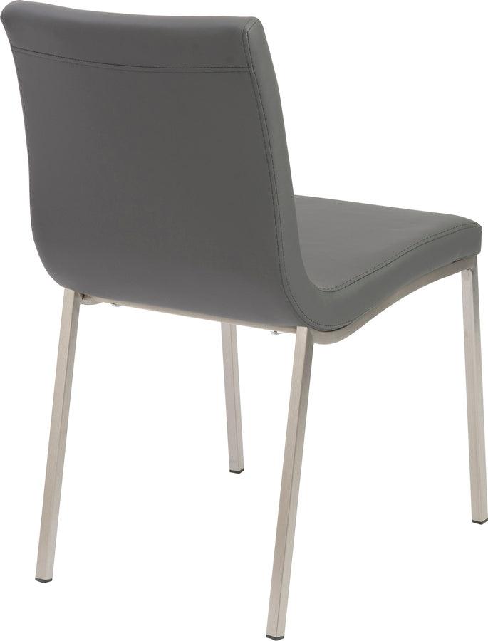 Euro Style Dining Chairs - Scott Side Chair in Gray with Brushed Stainless Steel Legs - Set of 2