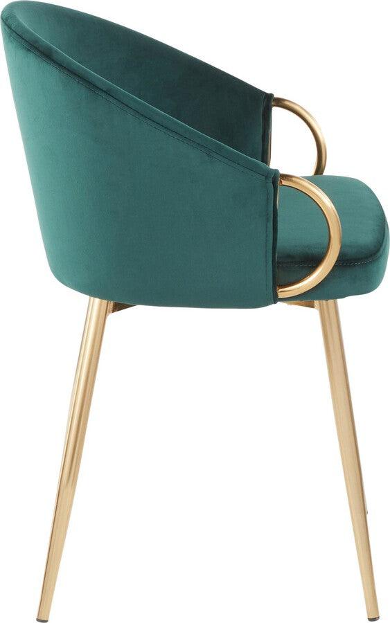 Lumisource Accent Chairs - Claire Contemporary/Glam Chair in Gold Metal and Emerald Green Velvet