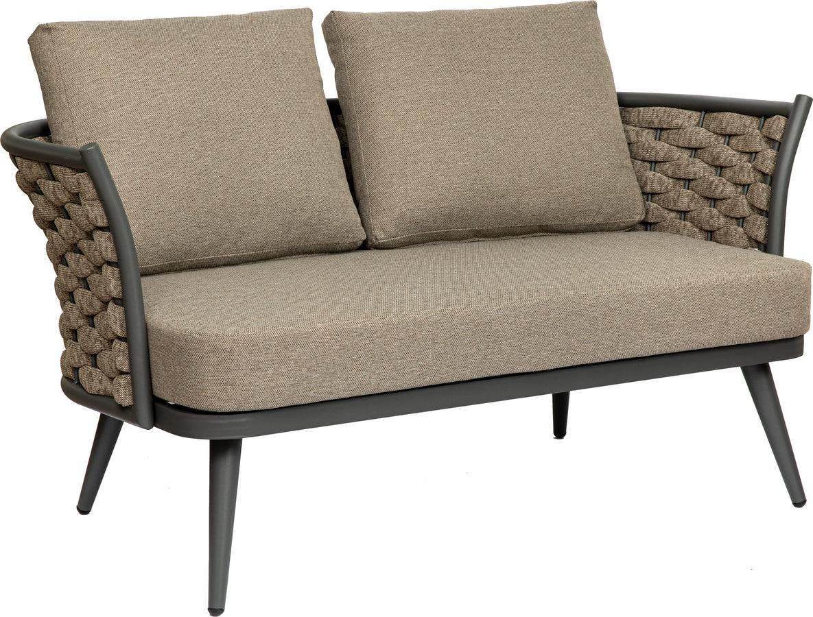 Euro Style Loveseats - Solna Loveseat in Taupe Fabric with Gray Frame
