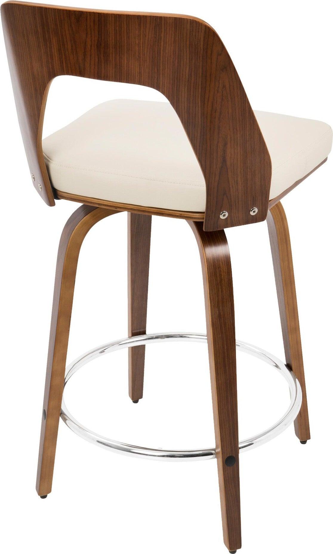 Lumisource Barstools - Trilogy 24" Counter Stool Walnut & Cream (Set of 2)