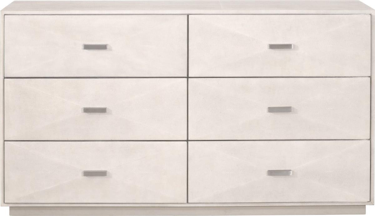 Essentials For Living Dressers - Wynn Shagreen 6-Drawer Double Dresser White Shagreen