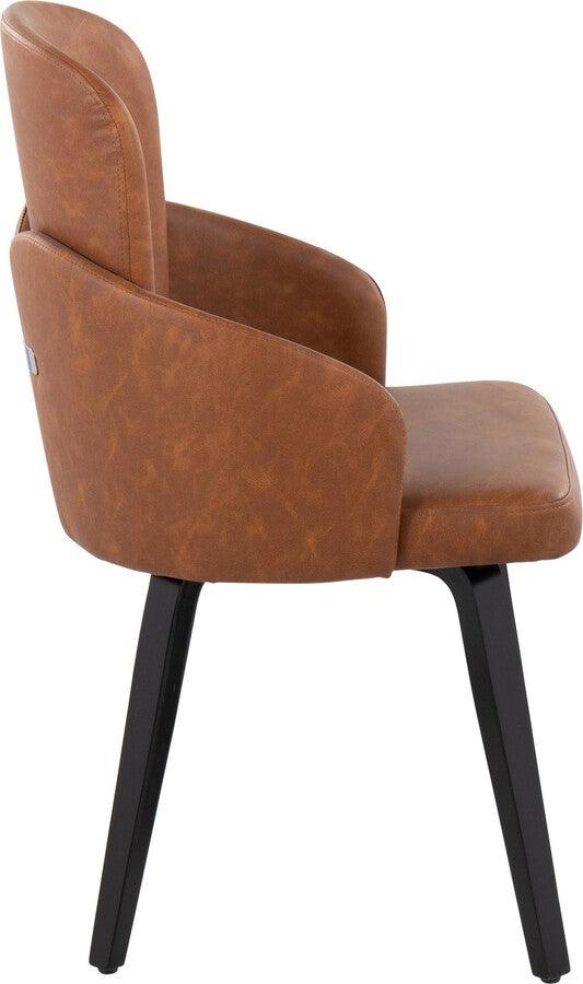 Lumisource Dining Chairs - Dahlia Contemporary Dining Chair In Black Wood & Camel Faux Leather With Chrome Accent (Set of 2)