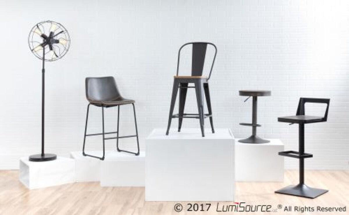 Lumisource Barstools - Dakota Industrial Adjustable Barstool in Brown and Grey - Set of 2