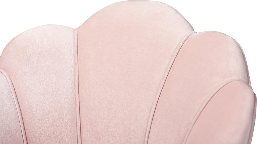 Wholesale Interiors Accent Chairs - Cinzia Light Pink Velvet Fabric Upholstered Gold Finished Seashell Shaped Accent Chair