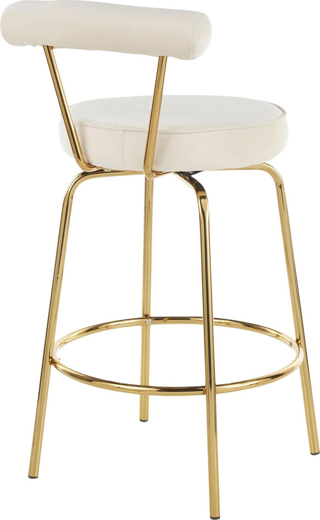 Lumisource Barstools - Rhonda Counter Stool Gold & Cream (Set of 2)