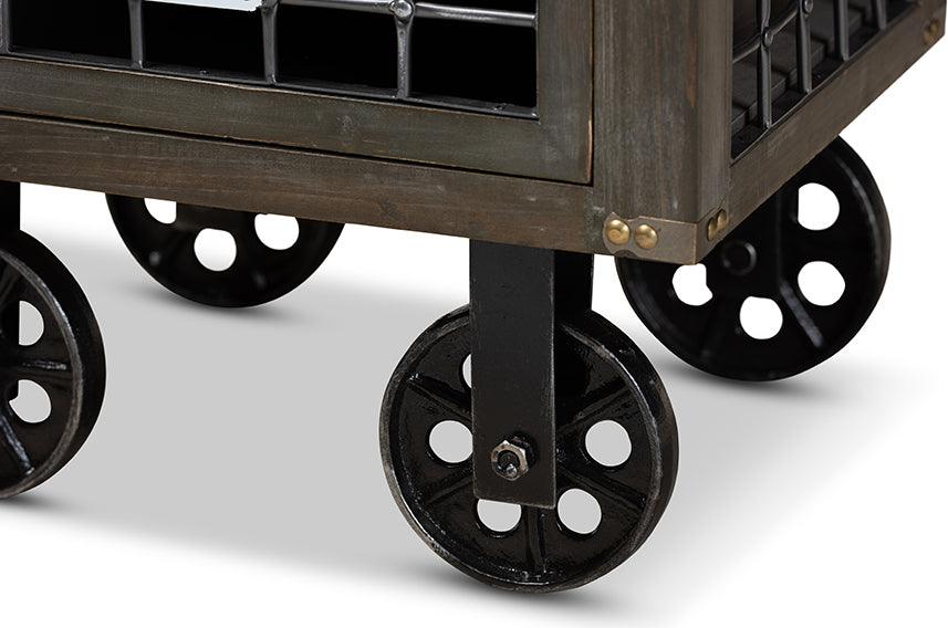 Wholesale Interiors Ottomans & Stools - Harley Transitional Beige Fabric and Black Metal 1-Drawer Wheeled Storage Ottoman
