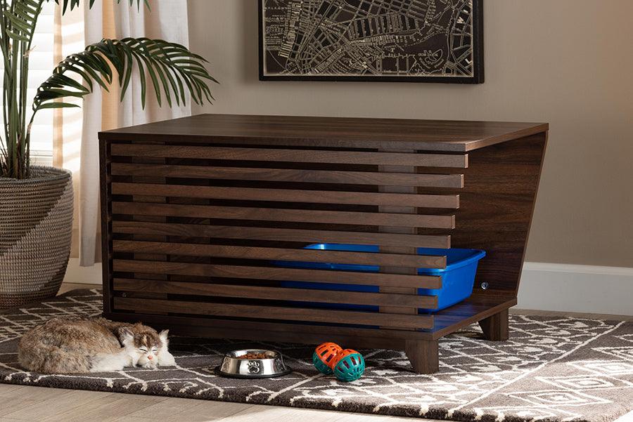 Wholesale Interiors Cat Litter Box - Eckhart Walnut Brown Finished Wood Cat Litter Box Cover House