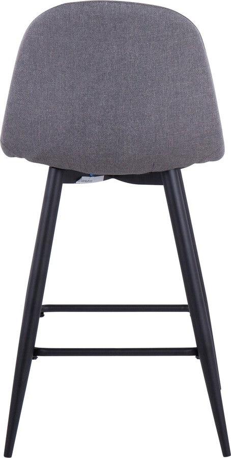 Lumisource Barstools - Pebble Counter Stool In Black Metal & Charcoal Fabric (Set of 2)