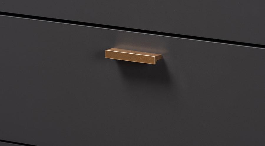 Wholesale Interiors Chest of Drawers - Kelson Dark Grey and Gold Finished Wood 5-Drawer Chest