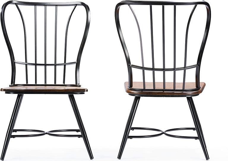 Wholesale Interiors Dining Chairs - Longford "Dark-Walnut" Wood And Black Metal Vintage Industrial Dining Chair (Set Of 2)