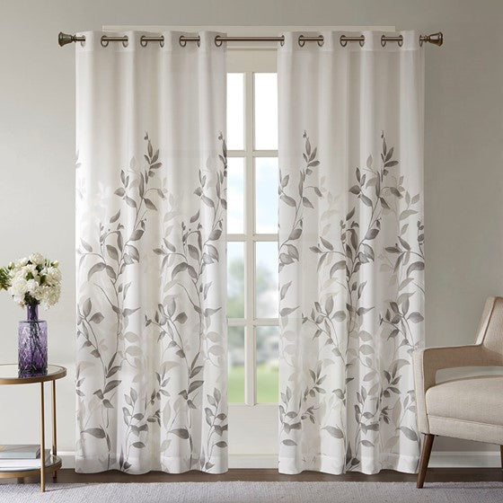 Olliix.com Curtains - Burnout Printed Curtain Panel Grey