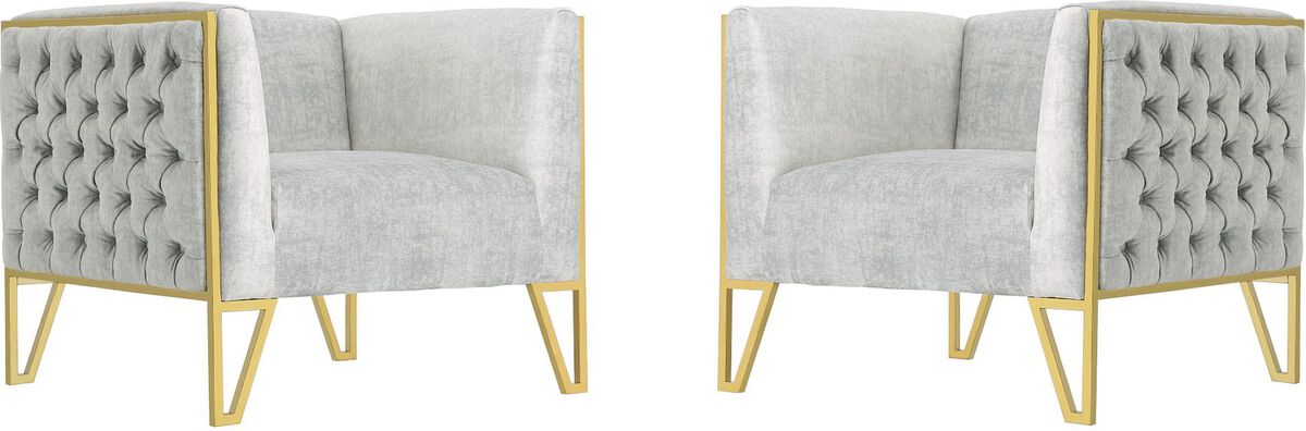 Manhattan Comfort Accent Chairs - Vector Grey and Gold Velvet Accent Chair (Set of 2)