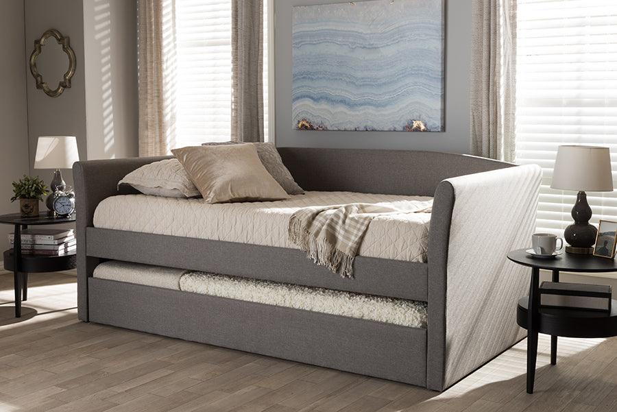 Wholesale Interiors Daybeds - Camino Modern and Contemporary Grey Fabric Upholstered Daybed with Guest Trundle Bed