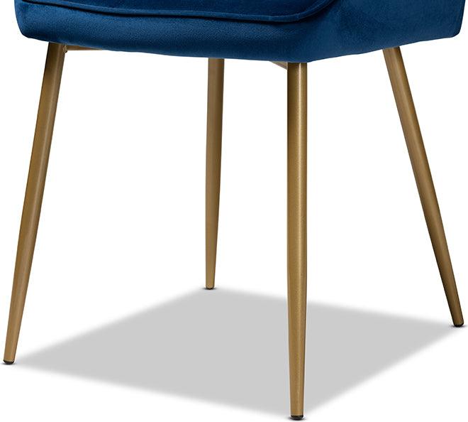 Wholesale Interiors Dining Chairs - GavinoNavy Blue Velvet Fabric Upholstered and Gold Finished Metal 2-Piece Dining Chair Set