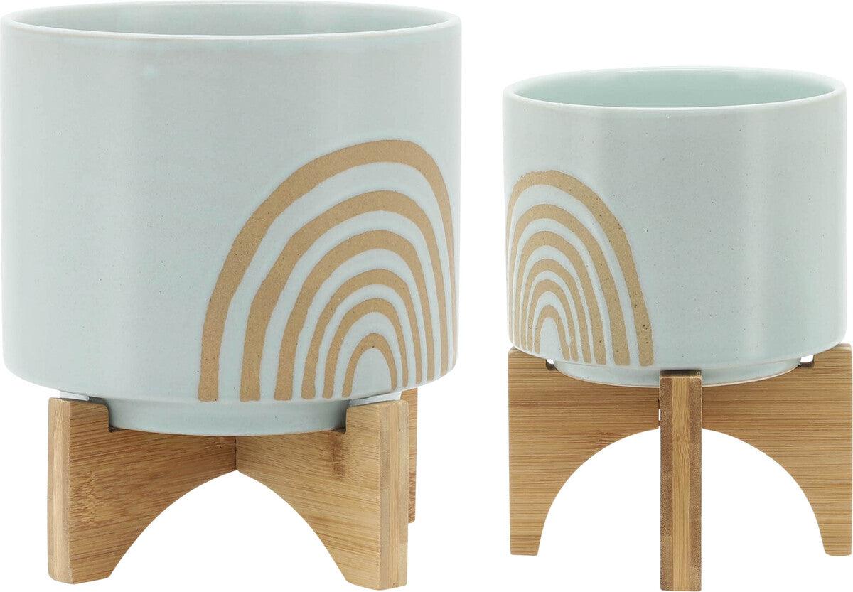 Sagebrook Home Planters - Set Of 2 5/8" Arch Planter W/ Stand Mint