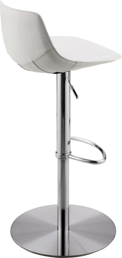 Euro Style Barstools - Rudy Adjustable Swivel Bar/Counter Stool in White with Brushed Stainless Steel Base