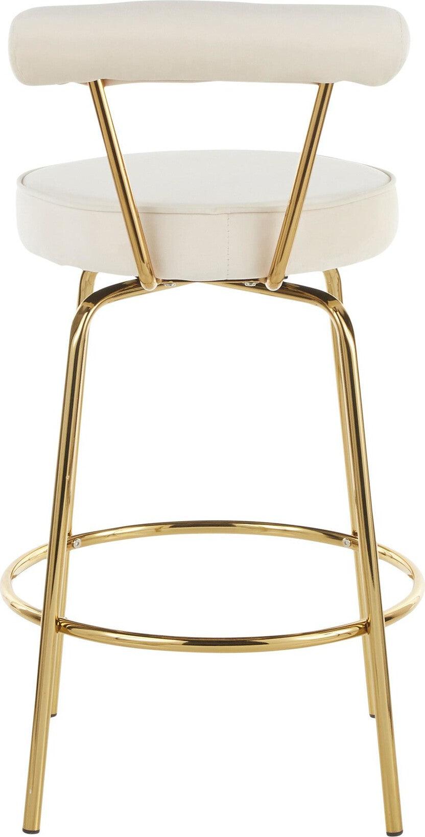 Lumisource Barstools - Rhonda Counter Stool Gold & Cream (Set of 2)