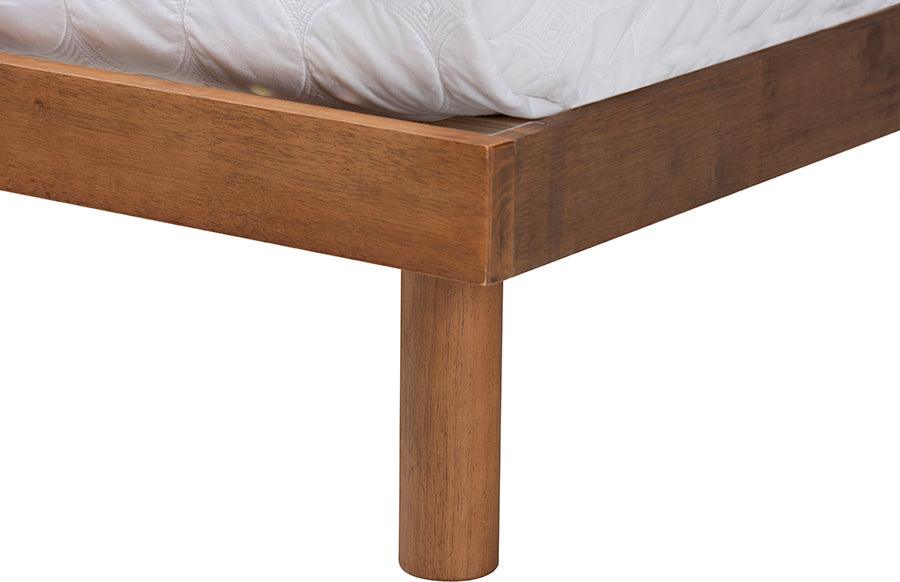 Wholesale Interiors Beds - Lochlan Mid-Century Modern Transitional Walnut Brown Finished Wood Queen Size Platform Bed