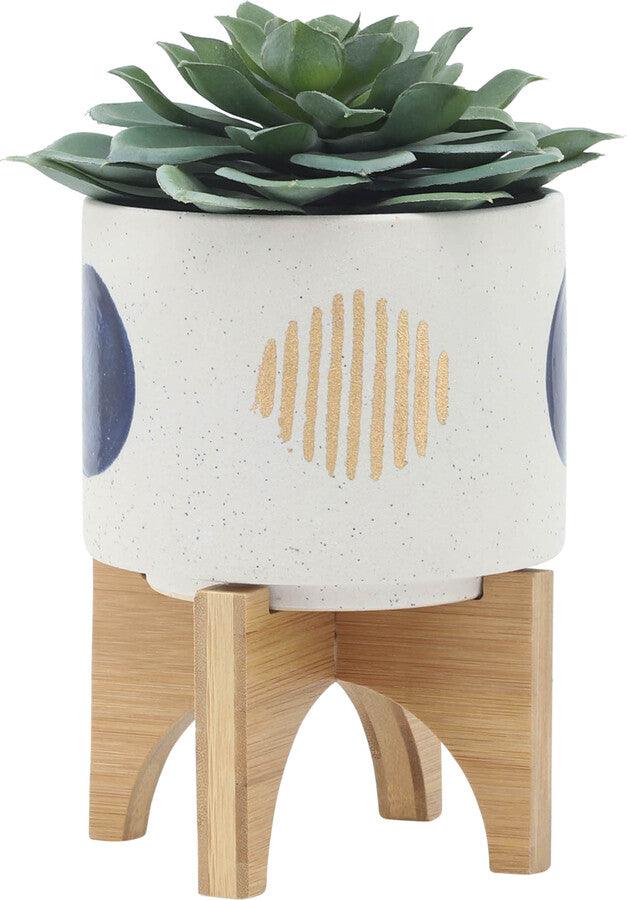 Sagebrook Home Planters - Set Of 2 5/8" Funky Planter W/ Stand White