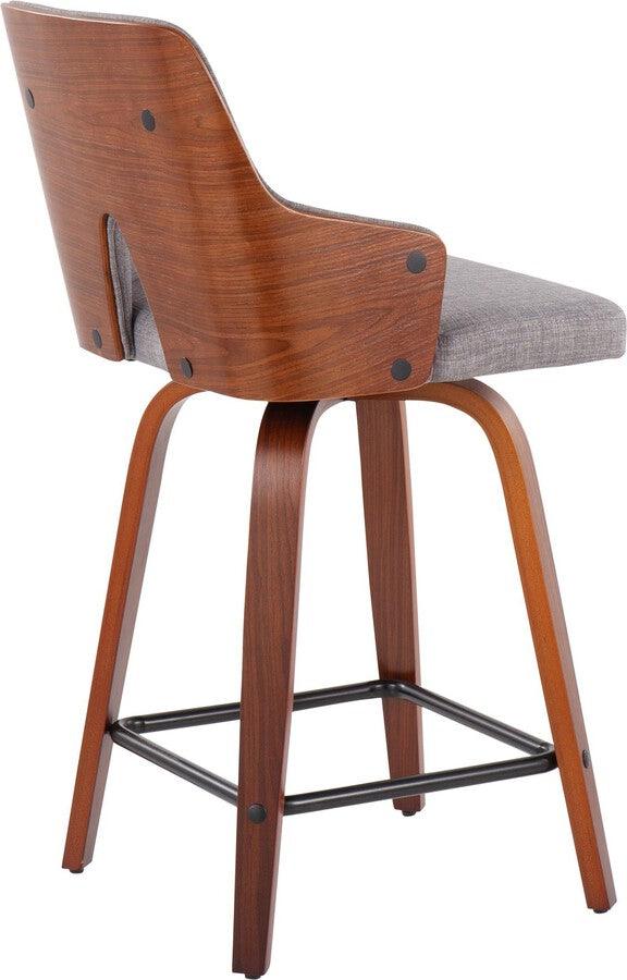 Lumisource Barstools - Stella Counter Stool In Walnut & Light Grey Fabric (Set of 2)