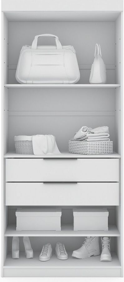Manhattan Comfort Cabinets & Wardrobes - Mulberry 3.0 Sectional Corner Wardrobe Closet - Set of 2 in White