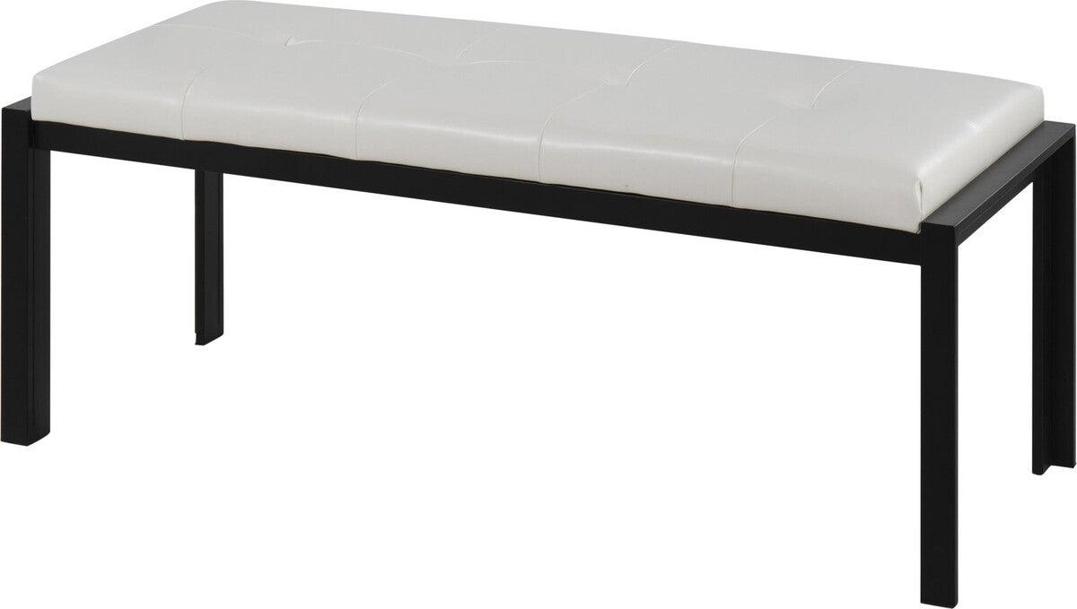 Lumisource Benches - Fuji Contemporary Bench In Black Metal & White Faux Leather