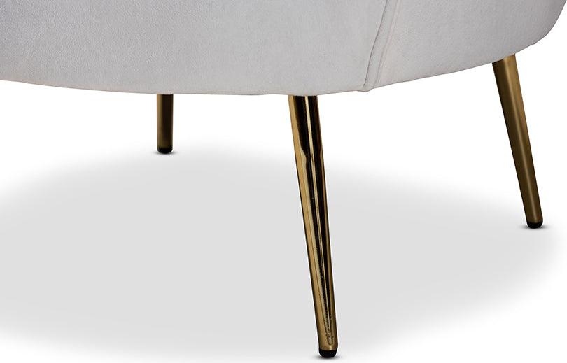 Wholesale Interiors Accent Chairs - Garson Glam and Luxe Beige Velvet Fabric Upholstered and Gold Metal Finished Accent Chair
