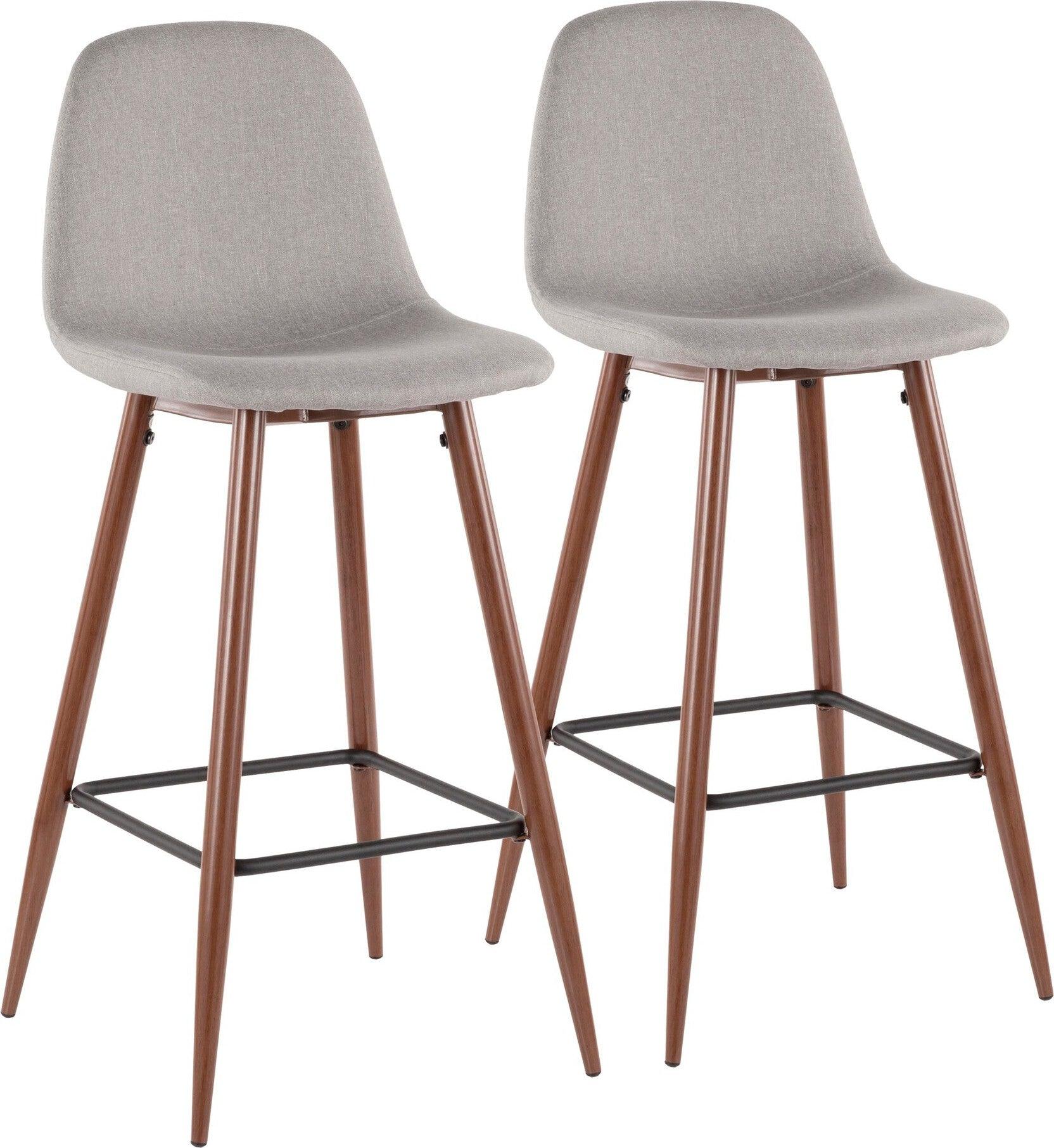 Lumisource Barstools - Pebble Barstool Walnut & Light Gray (Set of 2)