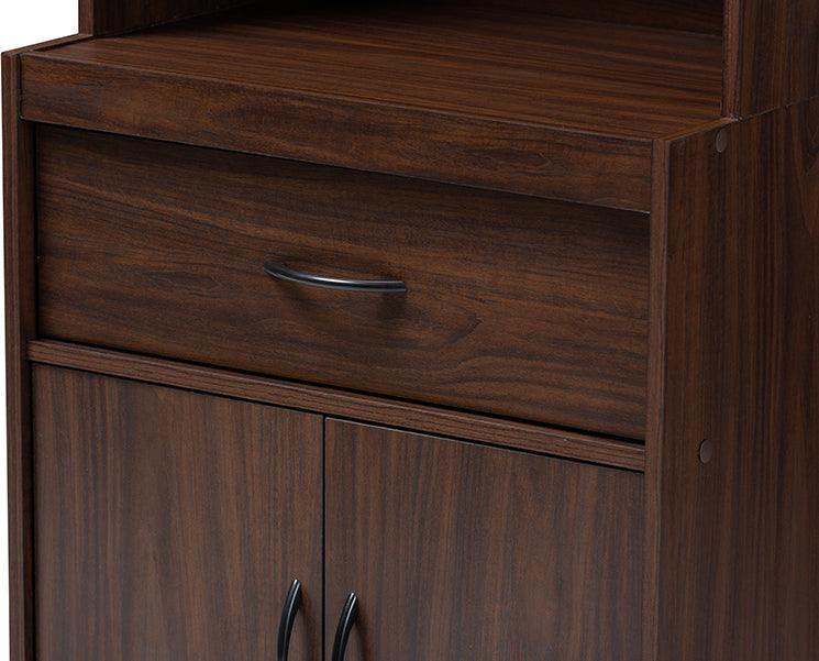 Wholesale Interiors Kitchen Storage & Organization - Laurana Modern and Contemporary Dark Walnut Finished Kitchen Cabinet and Hutch