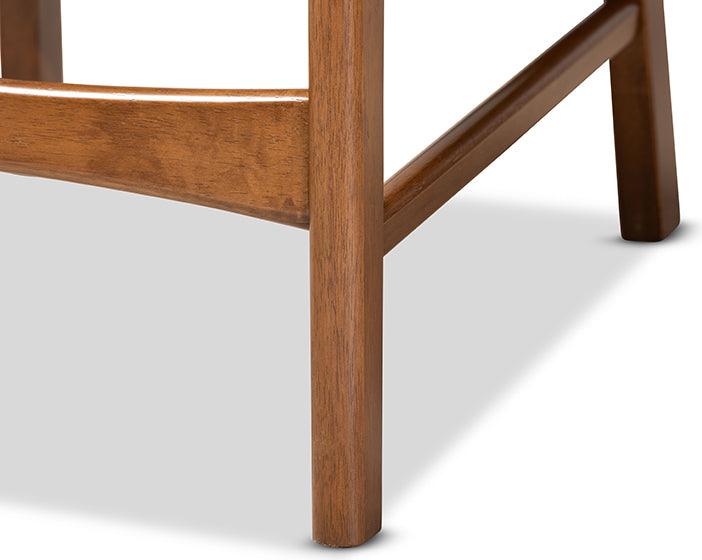 Wholesale Interiors Barstools - Katya Mid-Century Modern Grey Fabric and Brown Wood 2-Piece Counter Stool Set