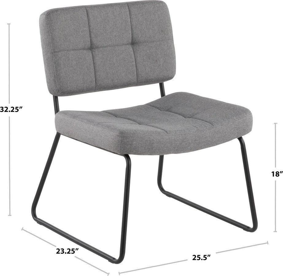 Lumisource Dining Chairs - Stella Mid-Century Modern Dining/Accent Chair in Walnut with Light Grey Fabric - Set of 2