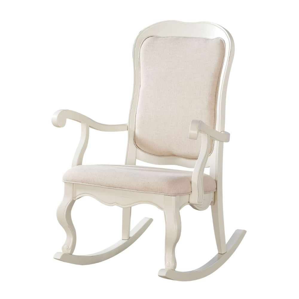 ACME Rocking Chairs - ACME Sharan Rocking Chair, Fabric & Antique White