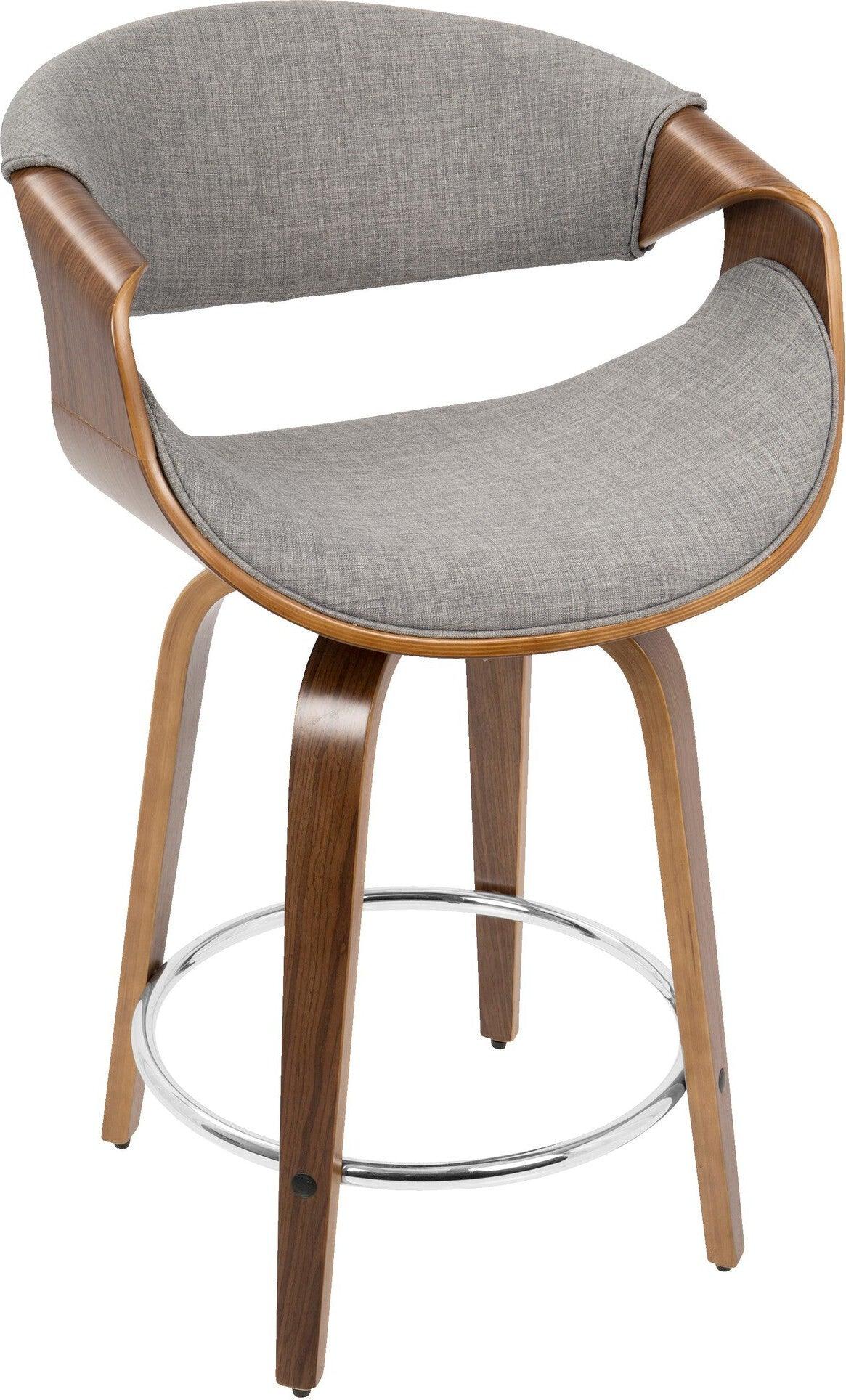 Lumisource Barstools - Curvini 24'' Counter Stool Walnut & Light Gray (Set of 2)
